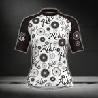 Black And White Ride Women's Cycling Short Sleeve Jersey, Cycling Jerseys For Womens CG0375