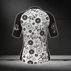 Black And White Ride Women's Cycling Short Sleeve Jersey, Cycling Jerseys For Womens CG0375