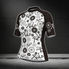 Black And White Ride Women's Cycling Short Sleeve Jersey, Cycling Jerseys For Womens CG0375