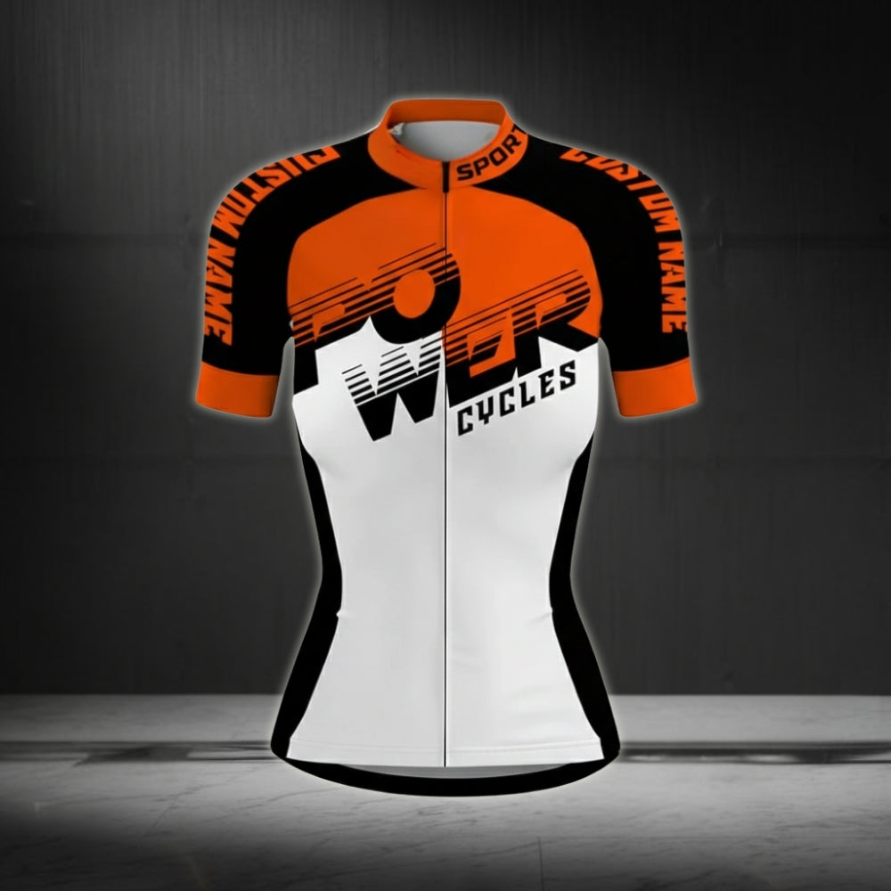 Custom Power Cycles Short Sleeve Jersey For Women, Custom Women's Cycling Jersey CZ0019