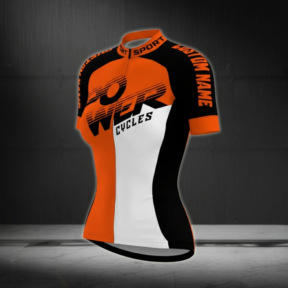 Custom Power Cycles Short Sleeve Jersey For Women, Custom Women's Cycling Jersey CZ0019