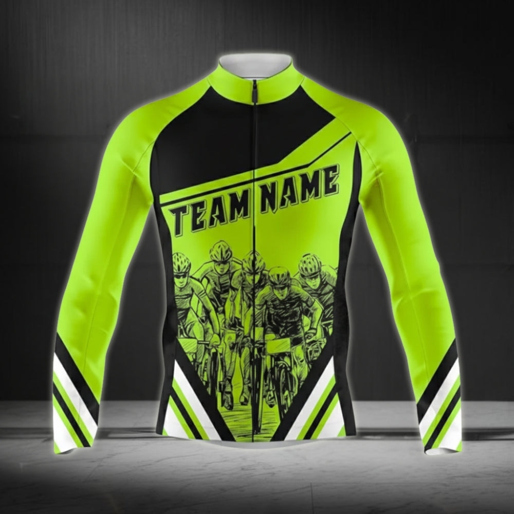 Custom Team Men's Cycling Long Sleeve Jersey, Custom Cycling Jersey CZ0017