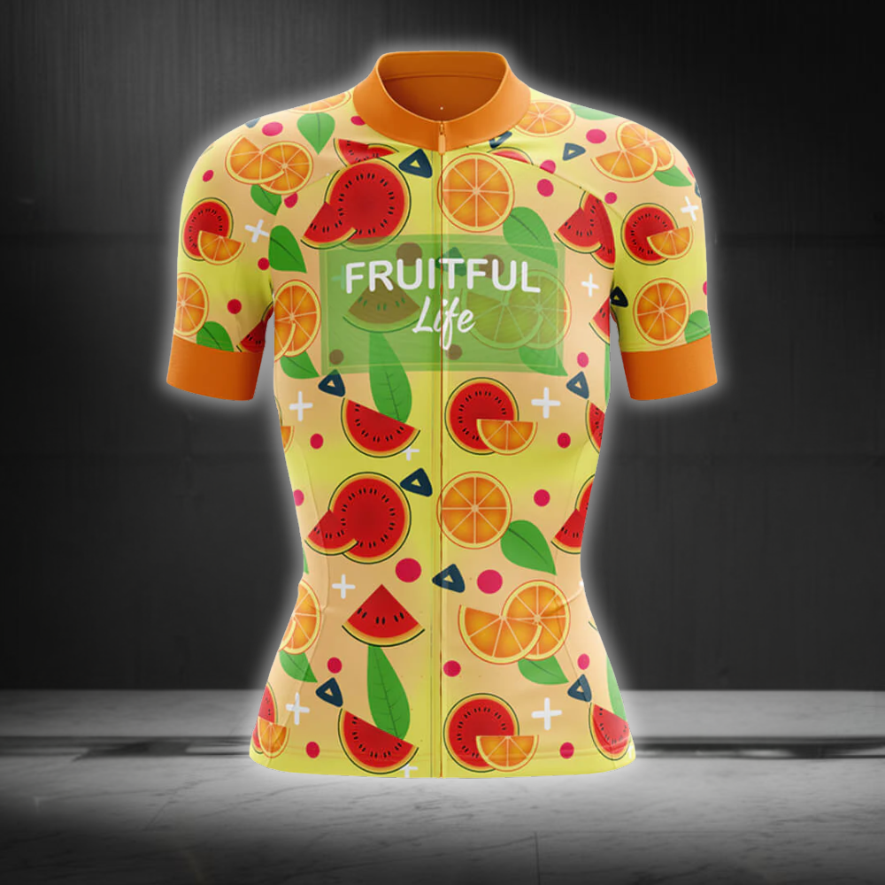 Fruitful Life Cycling Short Sleeve Jersey For Ladies, Fruit Lovers Cycling Jersey Womens CG0850