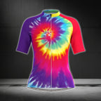 Tie Dye Women's Cycling Short Sleeve Jersey, Tie Dye Cycling Jerseys For Women CG0377