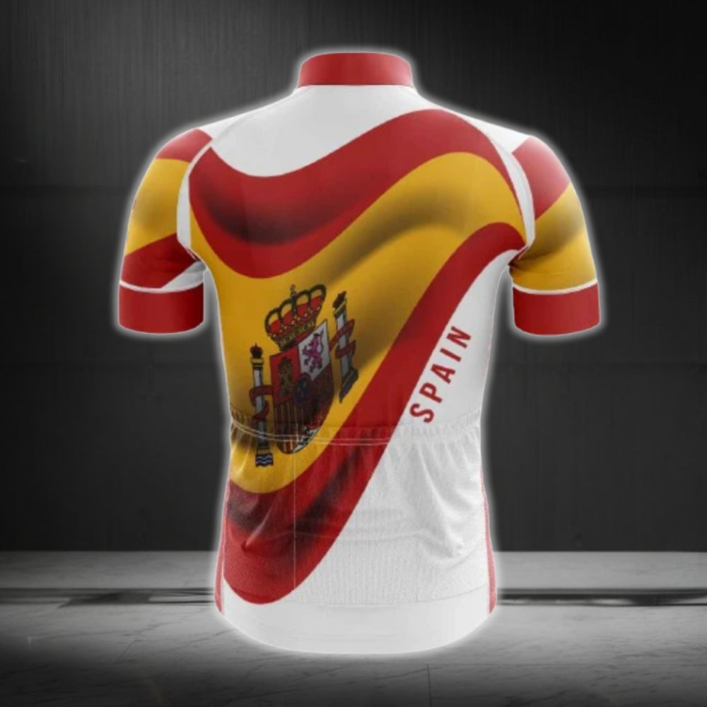 Spain Flag Cycling Short Sleeve Men Jersey, Spain Cycling Jerseys CG0609