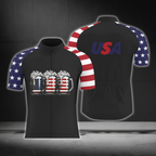 Beer USA Flag Black Cycling Mens Short Sleeve Jersey, Beer Lover Cycling Jersey CG0874