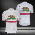 California Republic Men's White Cycling Short Sleeve Jerseys, California Cycling Jerseys CZ0023