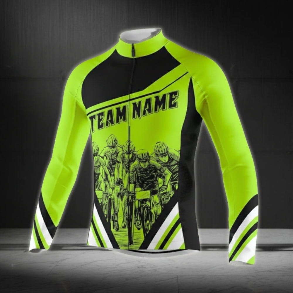 Custom Team Men's Cycling Long Sleeve Jersey, Custom Cycling Jersey CZ0017