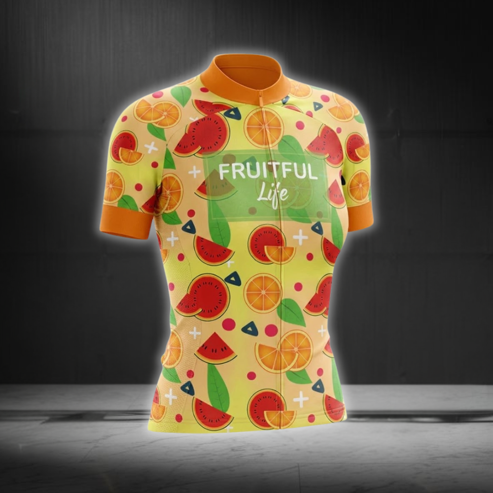 Fruitful Life Cycling Short Sleeve Jersey For Ladies, Fruit Lovers Cycling Jersey Womens CG0850