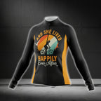 And She Lived Happily Ever After Long Sleeve Cycling Jersey For Women, Black And Orange Cycling Jersey For Ladies CG0754