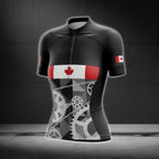 Canada Flag Women's Black Cycling Short Sleeve Jersey, Canada Cycling Jerseys CG0627