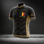 Belgium Flag Black Cycling Short Sleeve Jersey For Mens, Belgium Cycling Jerseys CG0137