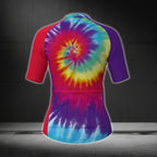 Tie Dye Women's Cycling Short Sleeve Jersey, Tie Dye Cycling Jerseys For Women CG0377