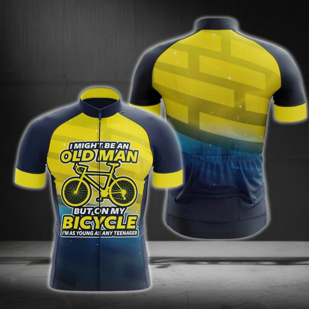 I Might Be An Old Man But On Bicycle I'm As Young As Any Teenager Cycling Short Sleeve Jerseys, Funny Cycling Jerseys For Mens CG0250