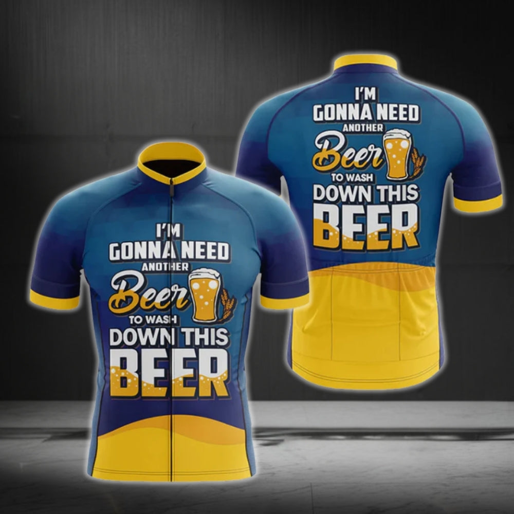 I'm Gonna Need Another Beer To Wash Down This Beer Men's Short Sleeve Cycling Jersey, Beer Cycling Jersey CG0476