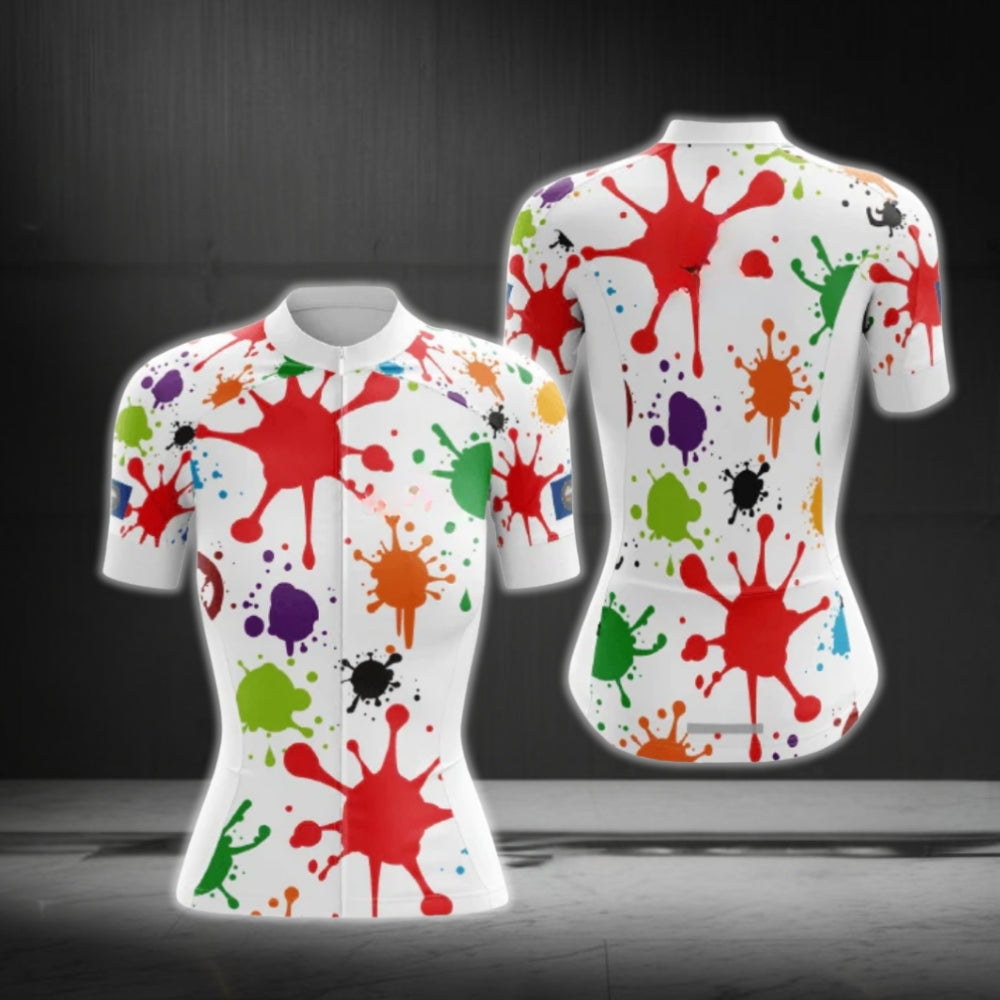 Multicolor Splash Cycling Short Sleeve Women Jersey, Splash Cycling Jerseys For Women CG0628