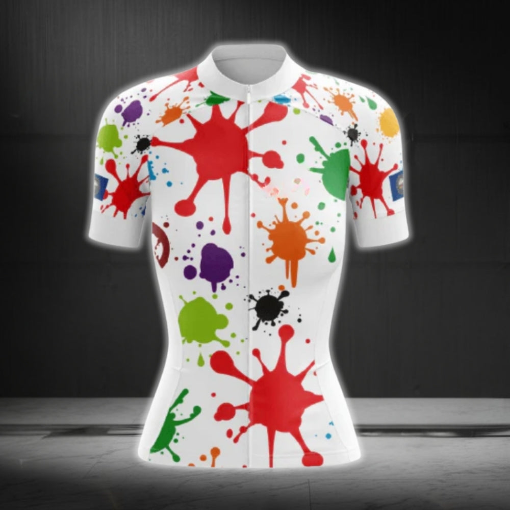 Multicolor Splash Cycling Short Sleeve Women Jersey, Splash Cycling Jerseys For Women CG0628