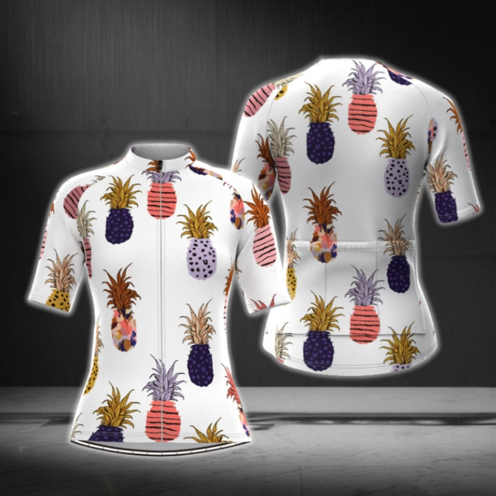 Multicolor Pineapple Cycling Short Sleeve Women Jersey, Pineapple Lovers Cycling Jerseys CG0378