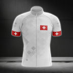White And Red Switzerland Flag Cycling Short Sleeve Jersey For Mens, Switzerland Patriotic Cycling Jerseys CG0138
