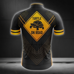 Turtle On Road Cycling Short Sleeve Jersey For Men, Turle Black And Orange Cycling Jersey CG0851
