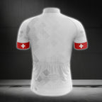 White And Red Switzerland Flag Cycling Short Sleeve Jersey For Mens, Switzerland Patriotic Cycling Jerseys CG0138