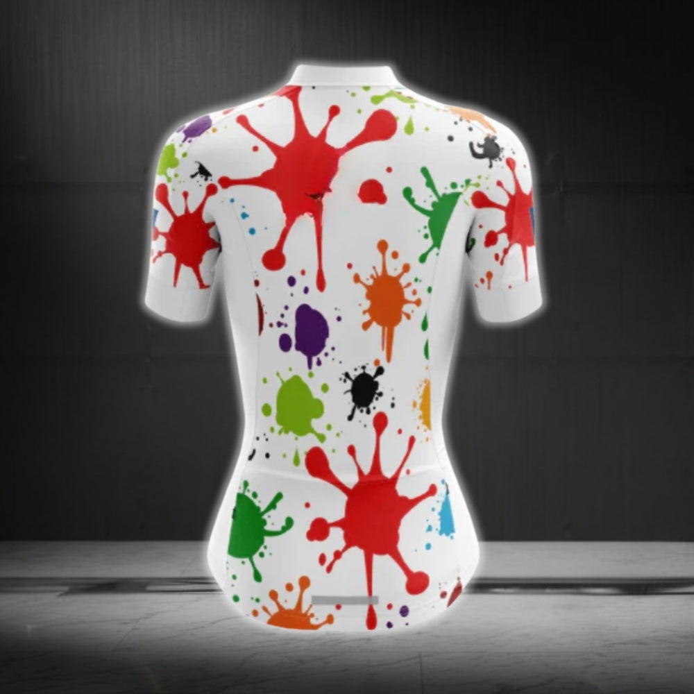 Multicolor Splash Cycling Short Sleeve Women Jersey, Splash Cycling Jerseys For Women CG0628