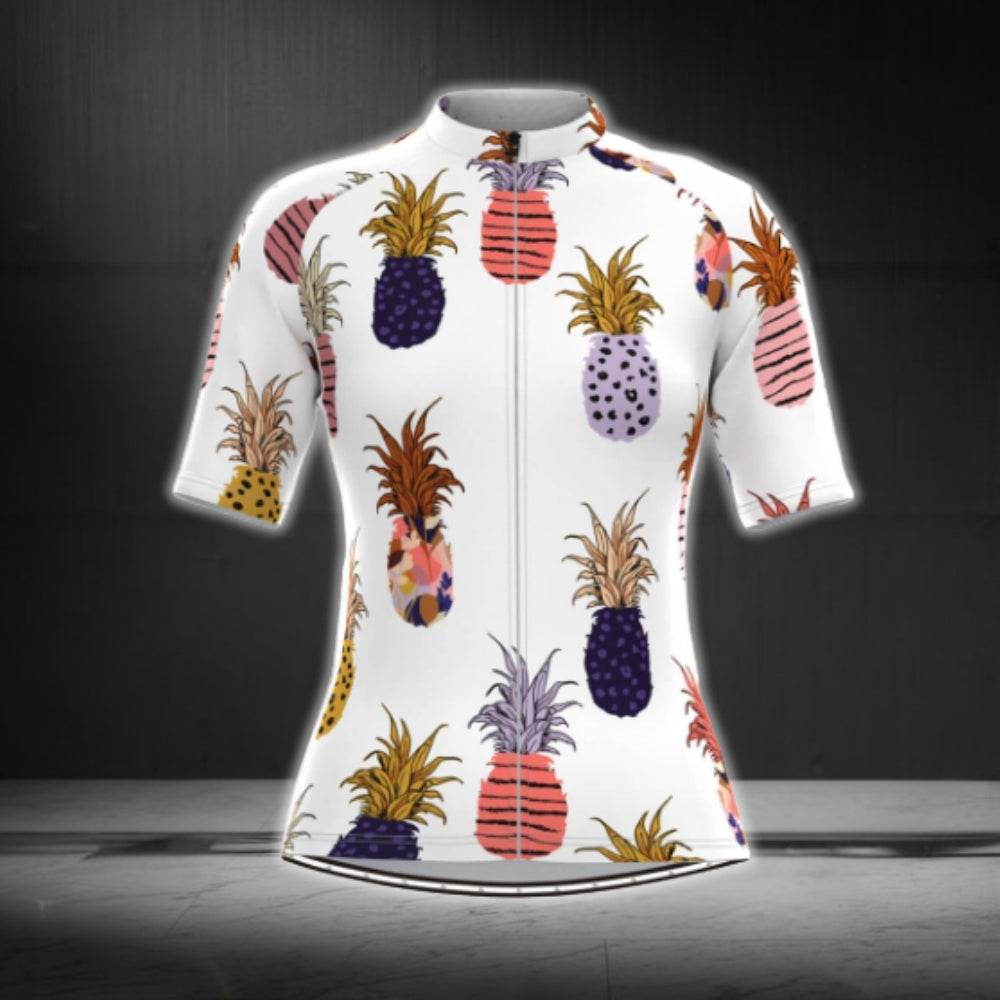 Multicolor Pineapple Cycling Short Sleeve Women Jersey, Pineapple Lovers Cycling Jerseys CG0378