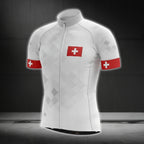 White And Red Switzerland Flag Cycling Short Sleeve Jersey For Mens, Switzerland Patriotic Cycling Jerseys CG0138