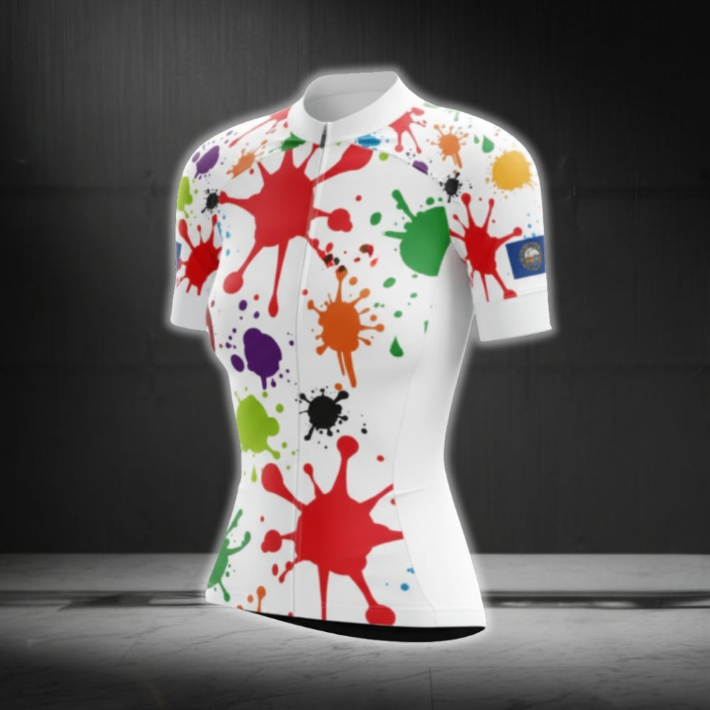 Multicolor Splash Cycling Short Sleeve Women Jersey, Splash Cycling Jerseys For Women CG0628