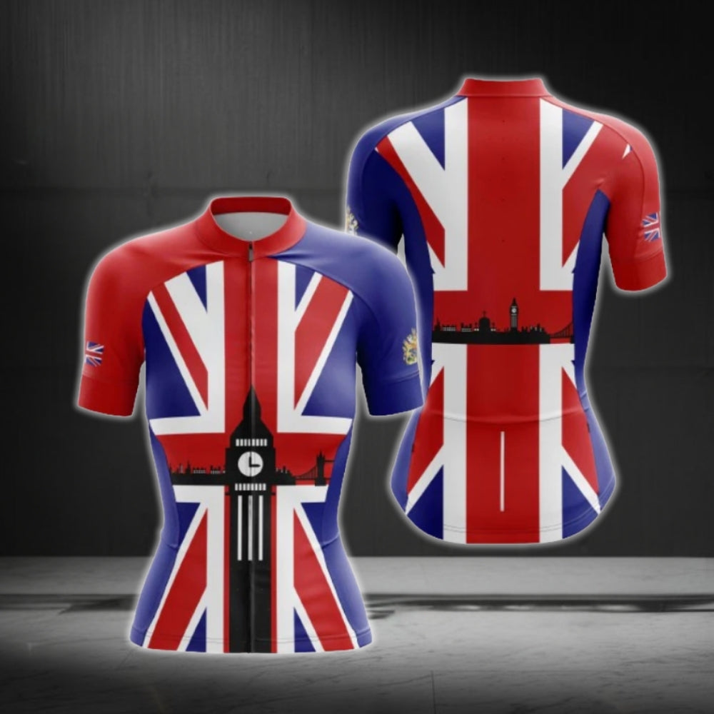 United King Flag Cycling Short Sleeve Women Jersey, UK Patriotic Cycling Jersey For Ladies CG0629