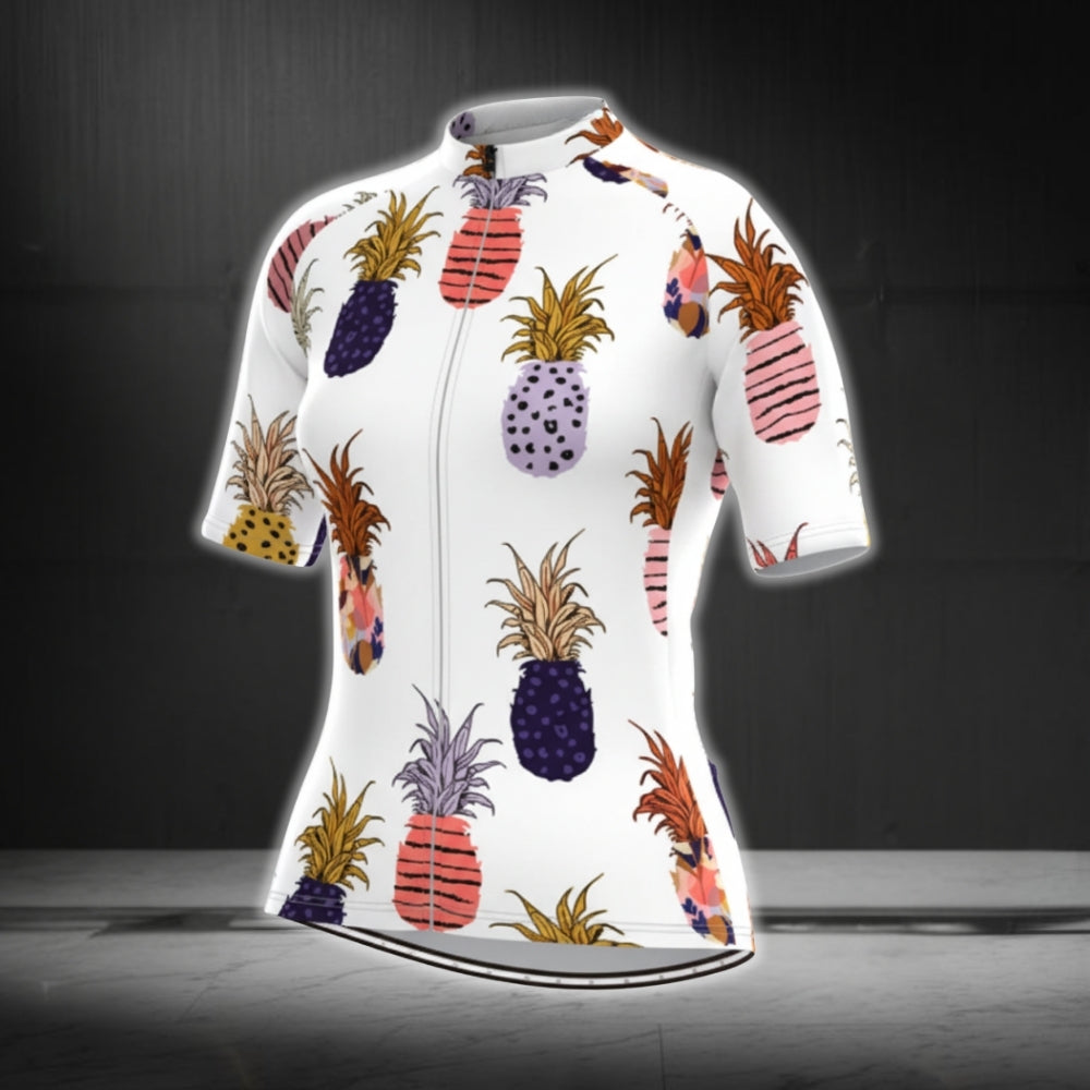 Multicolor Pineapple Cycling Short Sleeve Women Jersey, Pineapple Lovers Cycling Jerseys CG0378