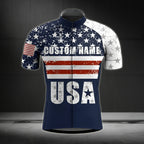 USA Flag Custom Name Short Sleeve Cycling Jersey For Mens, Custom Patriotic Cycling Jersey CZ0055