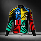 Custom Ride Run Walk Roll Men's Multicolor Cycling Long Sleeve Jersey, Custom Multi Sport Cycling Jersey CG0836
