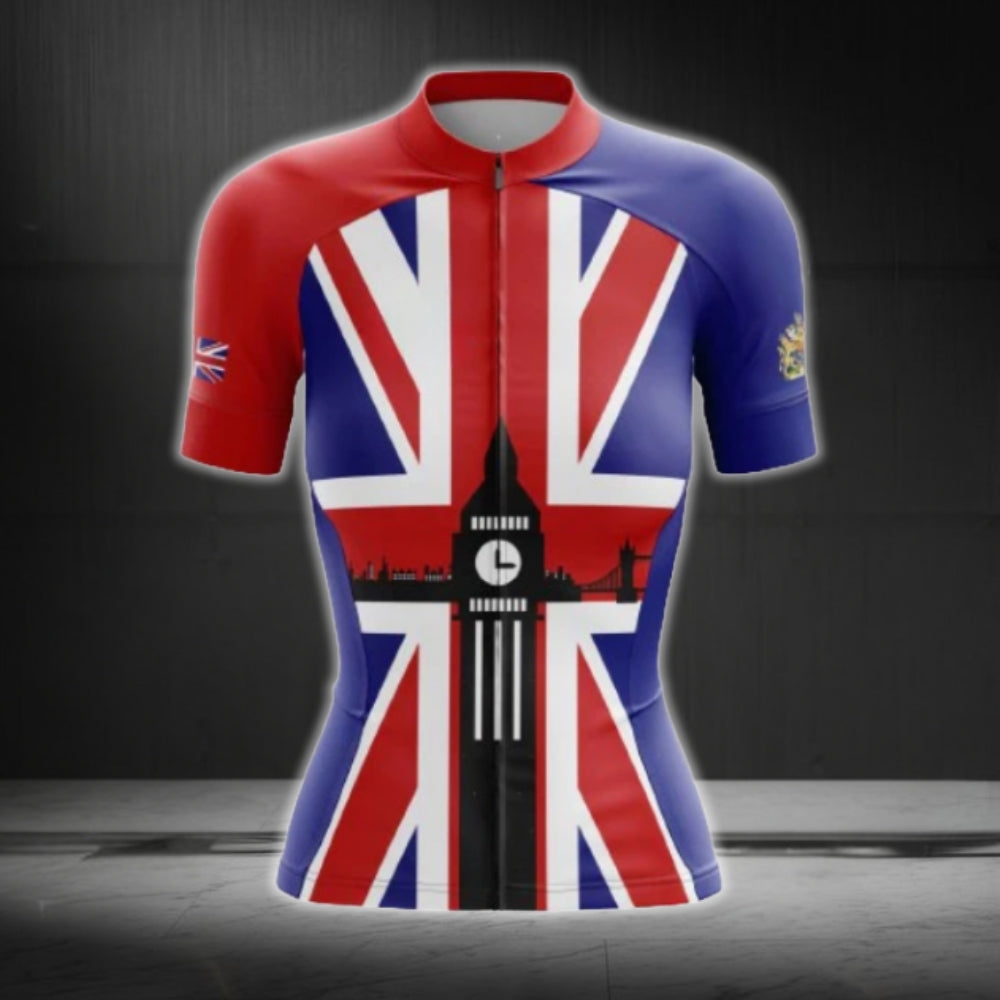 United King Flag Cycling Short Sleeve Women Jersey, UK Patriotic Cycling Jersey For Ladies CG0629