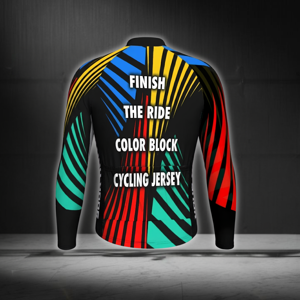 Custom Ride Run Walk Roll Men's Multicolor Cycling Long Sleeve Jersey, Custom Multi Sport Cycling Jersey CG0836
