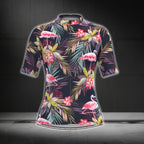 Women's Tropical Flamingo Short Sleeve Cycling Jersey, Flamingo Cycling Jersey For Women CG0379