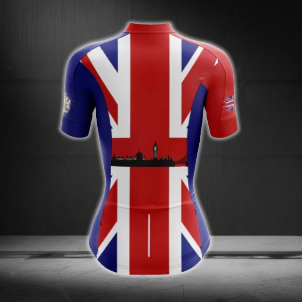 United King Flag Cycling Short Sleeve Women Jersey, UK Patriotic Cycling Jersey For Ladies CG0629