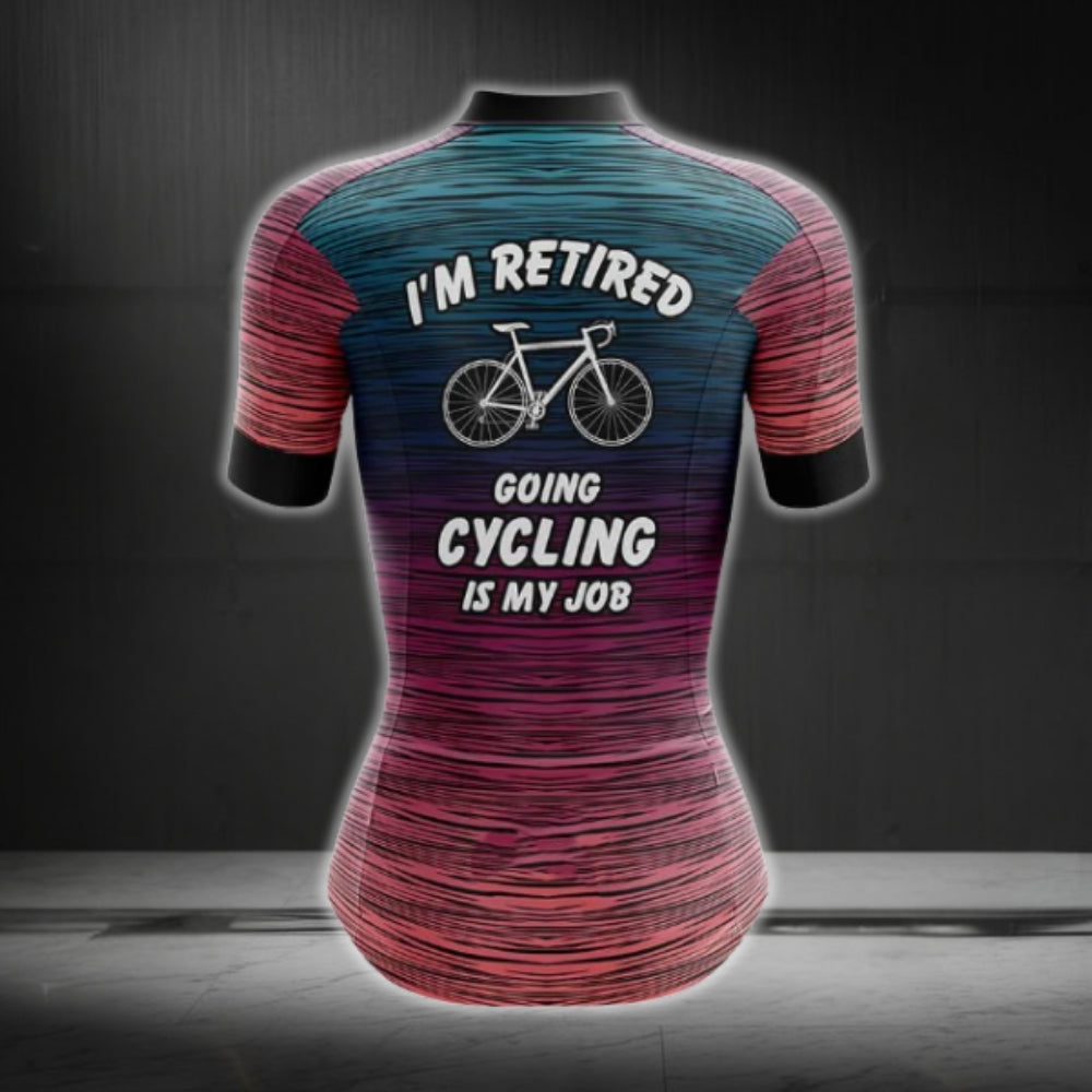 I'm Retired Going Cycling Is My Job Short Sleeve Cycling Women's Jersey, Retirement Cycling Jersey For Womens CG0780