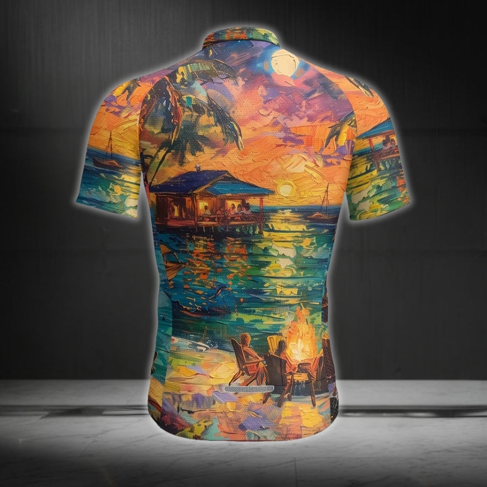 Men's Sunset Tropical Cycling Short Sleeve Jersey, Sunset Cycling Jersey For Mens CE0045