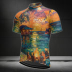 Men's Sunset Tropical Cycling Short Sleeve Jersey, Sunset Cycling Jersey For Mens CE0045