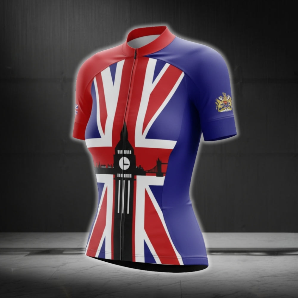 United King Flag Cycling Short Sleeve Women Jersey, UK Patriotic Cycling Jersey For Ladies CG0629