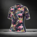 Women's Tropical Flamingo Short Sleeve Cycling Jersey, Flamingo Cycling Jersey For Women CG0379