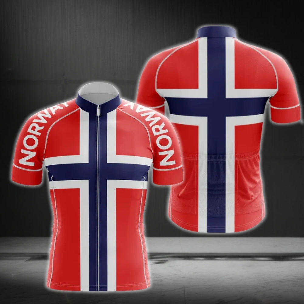Norway Cycling Short Sleeve Jersey For Men, Patriotic Norway Cycling Jerseys CG0140