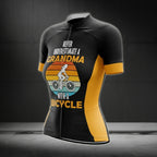 Never Underestimate A Grandma With A Bicycle Women Cycling Short Sleeve Jersey, Funny Cycling Jerseys For Grandma CG0080