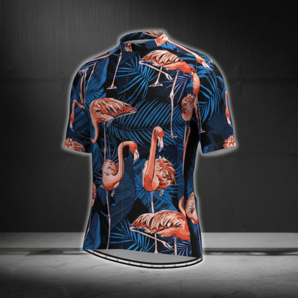 Flamingo Tropical Cycling Jersey Short Sleeve For Men, Flamingo Lovers Cycling Jerseys CG0359