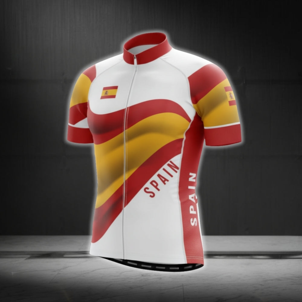 Spain Flag Cycling Short Sleeve Men Jersey, Spain Cycling Jerseys CG0609