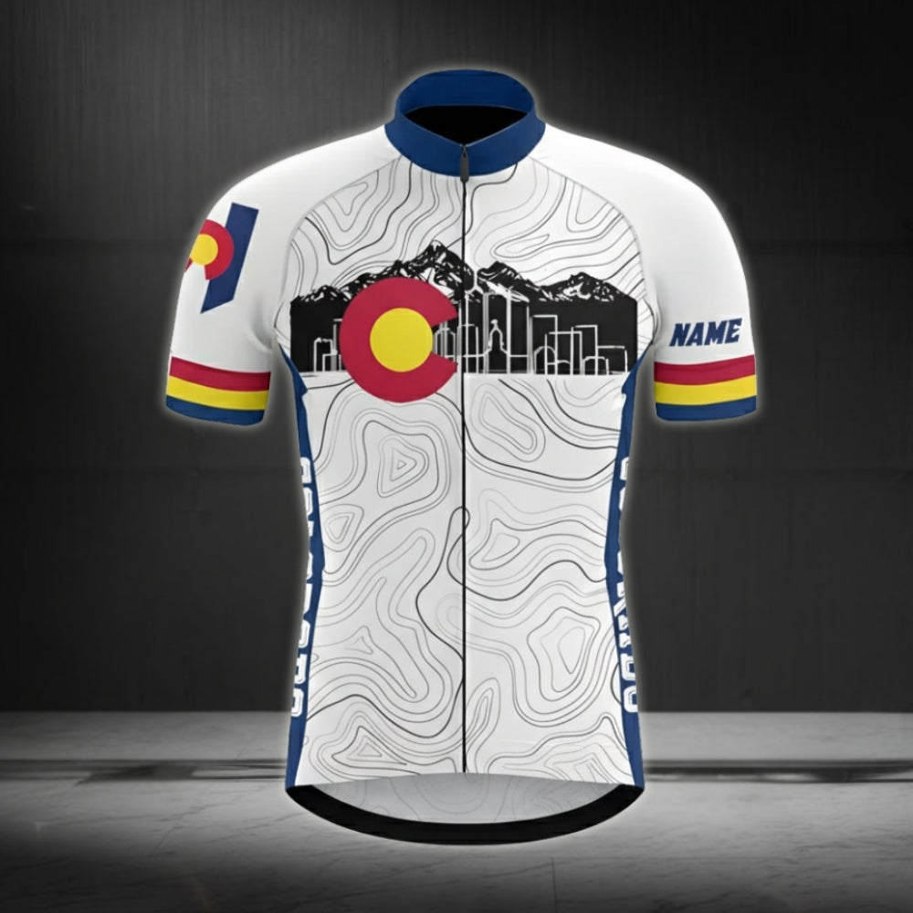 Custom Colorado White Cycling Short Sleeve Jersey Mens, Custom Colorado Cycling Jerseys CZ0045