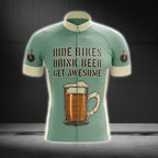 Ride Bikes Drink Beer Get Awesome Men's Short Sleeve Cycling Jersey, Beer Lovers Cycling Jerseys CG0478