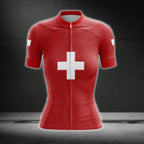 Switzerland Flag Short Sleeve Women's Cycling Jersey, Switzerland Cycling Jersey For Ladies CG0630