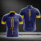 Blue And Yellow Minimal Cycling Short Sleeve Jersey For Mens, Minimalist Cycling Jerseys CG0100